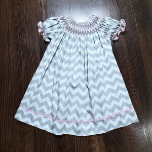 Sweet South Chevron Bishop Smocked Dress Size 12m